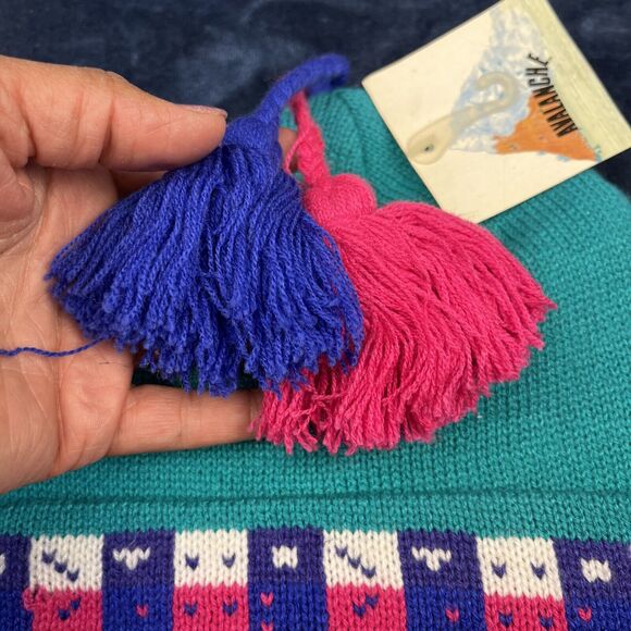 Vintage Avalanche Beanie Women’s One Size Deadstock Knit Acrylic Camp Ski Aspen - Picture 3 of 7